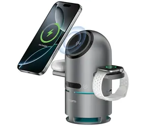 4smarts ChargeBot Sound Qi2 šedá / Bezdrátová nabíjecí stanice / Qi2 15W / Bluetooth reproduktor / 3v1