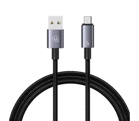 USAMS SJ668 černá / Datový kabel / USB-A - MicroUSB / 2A / 1,2 m / nylon