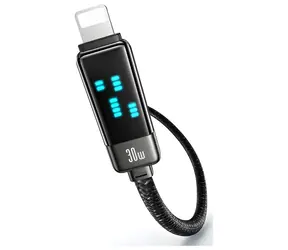 USAMS SJ743 Meteor Series černá / Datový kabel / USB-C - Lightning / 1,2 m / 30W / Zinc Alloy