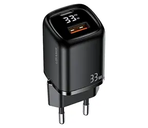 USAMS T46 černá / Nabíječka / USB-C PD3.0 + USB QC3.0 / 33W