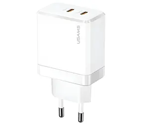 USAMS T54 bílá / Nabíječka / GaN / 40W / 2x USB-C / PD
