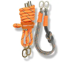 Nimmy Cool&Cute 2.0 oranžovo-šedá / Sada popruhů na mobil / Crossbody 118 cm / Poutko na zápěstí 38 cm