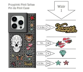 Pinit Dynamic + Tattoo Pin černá, vzor 1 / Kryt / Apple iPhone 14 Plus, 15 Plus / MagSafe / sada 6 placek