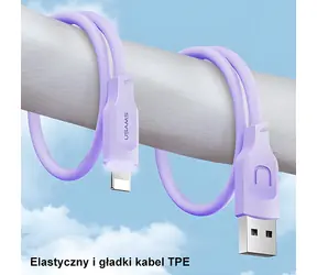 USAMS US-SJ565 Lithe fialová / Kabel / Lightning - USB-C / 1,2 m / 2,4A