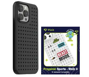 Pinit Dynamic Case + Sports Pin černá, vzor 3 / Kryt na mobilní telefon / Apple iPhone 14 Pro / sada s odznaky