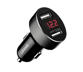 USAMS US-CC045 Autonabíječka černá / 2x USB / 2,1A / LED displej