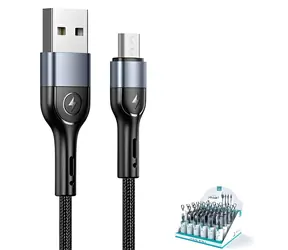 USAMS SJ450 U55 černá / Datový kabel / Braided / MicroUSB / 1m / 2A
