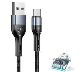 USAMS US-SJ449 U55 černá / Dobíjecí a datový kabel / USB-C / Nylon braided / 2A / 1m