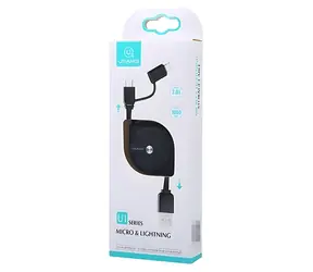 USAMS SJ192 černá / Datový kabel / Lightning/microUSB / Výsuvný / 1 m