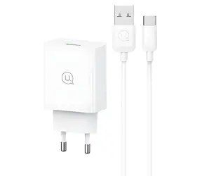 USAMS SC SCXLTZ02 bílá / Síťová nabíječka / 18W / USB-A / kabel USB-C 1m
