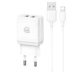USAMS HC HCXLTZ01 bílá / Síťová nabíječka / 18W / 2x USB-A / + kabel Lightning-USB-A