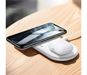 USAMS US-CD120 bílá / Bezdrátová nabíječka / Dual Coil / 10W