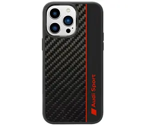 Audi Carbon Fiber Stripe černá / Zadní kryt / Apple iPhone 14 Pro Max / karbonový vzhled / hardcase