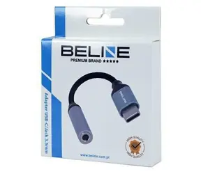 Beline adaptér USB-C - Jack 3,5 mm šedá / Adaptér / DAC čip / opletený nylon / 11,5 cm