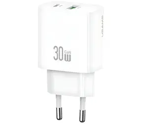 USAMS CC316 bílá / Nabíječka / 30W / 1x USB-C / 1x USB-A / Fast Charge