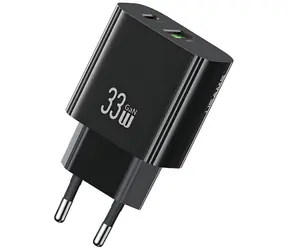 USAMS CC317 T65 černá / Nabíječka / 1x USB-C / 1x USB-A / 33W / PD / GaN