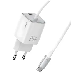USAMS JC Series CC261 bílá / Nabíjecí adaptér / GaN / 20W / 2x USB-C / PD