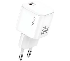 USAMS JO Series CC260 bílá / Nabíječka / USB-C / 20W PD / GaN / vč. kabelu USB-C-USB-C 1m