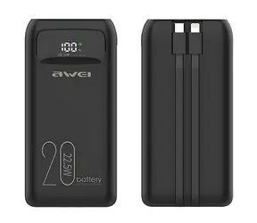 Awei P169K černá / Powerbanka / 20000mAh / 22,5W / LCD displej / USB-C a Lightning kabel