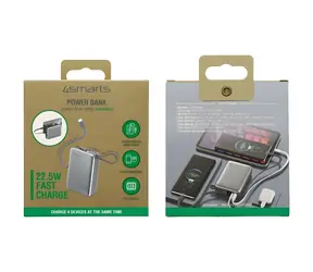 4smarts Pocket Dual Cord 20000mAh šedá / Powerbanka / vestavěný kabel USB-C 15 cm / 22,5 W / USB-A + USB-C