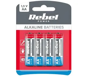 Rebel Alkalická baterie AA (LR6) 4 ks / Baterie / Alkalická / Jednorázová