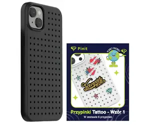Pinit Dynamic + Tattoo Pin černá, vzor 1 / Kryt / Apple iPhone 13/14/15 / MagSafe / sada 6 placek