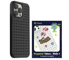 Pinit Dynamic Tattoo vzor 1 černá / Zadní kryt s nášivkami / TPU, PC / pro Apple iPhone 14 Pro Max 6.7" / MagSafe