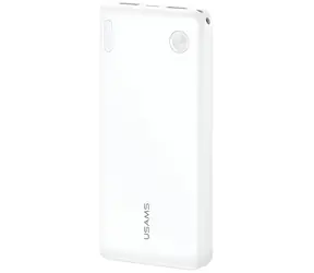 USAMS PB83 bílá / Powerbanka / 10 000 mAh / 2x USB-A, 1x USB-C / LED displej