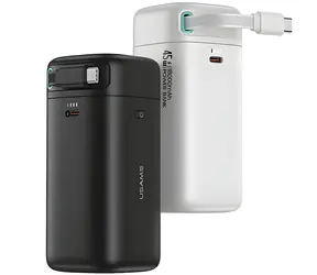 USAMS XMF Series Powerbanka výsuvný kabel USB-C černá / Power Bank / 18000 mAh / PD 45W / 2x USB-C
