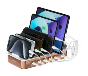 4smarts Team 100W měděná / Nabíjecí stanice / 100W / 4x USB-C PD / 2x USB-A QC / sada kabelů