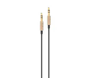 AWEI AUX-001 zlatá / Audio kabel / Jack 3,5 mm - Jack 3,5 mm / 1 m / Hliník, silikon