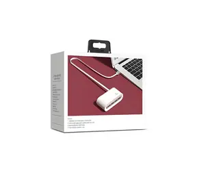 USAMS SJ238 bílá / USB hub / 4x USB 2.0 / Micro USB napájecí port