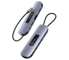 USAMS SJ644HUB01 šedá / USB-C hub 10v1 / 3x USB 3.0 / HDMI / RJ-45 / VGA / PD 100W