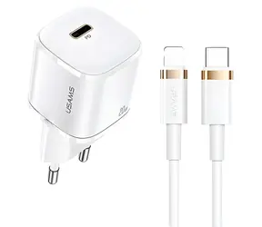 USAMS T36 mini / Nabíječka / USB-C / 20W PD / kabel USB-C-Lightning bílý