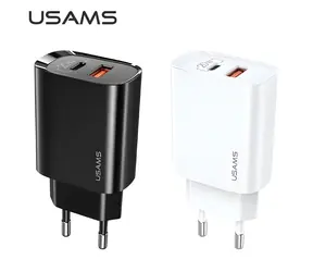 USAMS CC121 bílá / Síťová nabíječka / USB-C + USB / 20W / PD3.0, QC3.0