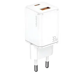 USAMS T43 bílá / Nabíječka / USB-C + USB / 33W / PD3.0, QC3.0
