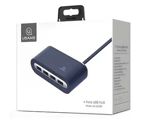 USAMS SJ238 modrá / USB rozbočovač / 4x USB 2.0 / Micro USB port / 480 Mb/s