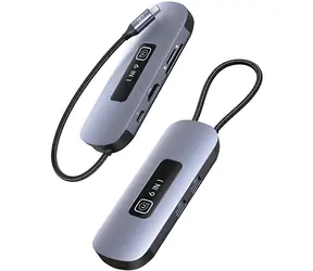 USAMS US-SJ642 šedá / USB-C hub / 6v1 / 2x USB 3.0 / SD/TF / HDMI 4K / PD 100W