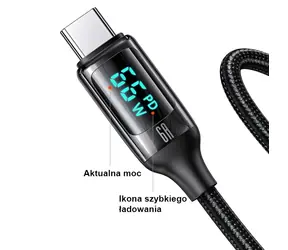USAMS SJ544 U78 bílá / Datový kabel / USB-C / 1,2 m / LED displej / 6A rychlonabíjení
