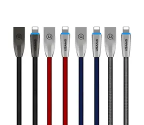 USAMS SJ182 U-Light šedá / Datový kabel / Lightning / Opletený / 1,2 m / 2A