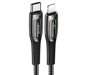 USAMS SJ518USB01 černá / Datový kabel / USB-C - Lightning / 20W PD / Smart Power-off / 1,2m