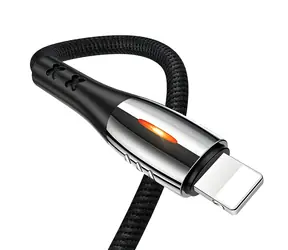 USAMS SJ344 U-Tone černá / Datový kabel Lightning / Rychlonabíjení 2A / Automatické vypnutí / 1,2 m