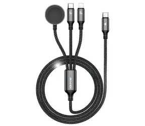 AWEI W23 3v1 černá / Nabíjecí kabel / USB-C / Lightning / pro hodinky / 1,2 m / 100W