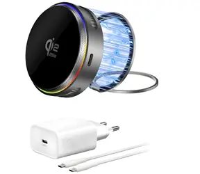 4smarts Qi2 25W MagSafe šedá / Bezdrátová nabíječka / 2v1 stojánek / RGB / chlazení