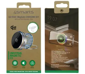 4smarts Nabíjecí stanice 2v1 RGB šedá / Bezdrátová nabíječka / Qi2 / MagSafe / 25W / 360° / chlazení