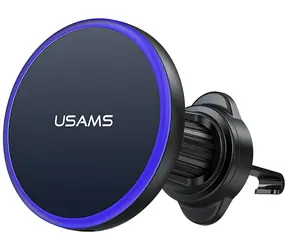 USAMS CD277 černá / Bezdrátová nabíječka do auta / Do mřížky větrání / Magnetická / 15 W