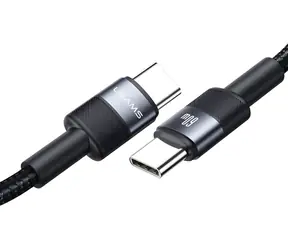 USAMS SJ724 černá / Nabíjecí a datový kabel / USB-C - USB-C / Opletený / 60W / 1,2 m