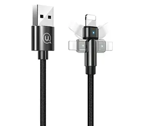USAMS SJ476 U60 černá / Datový kabel / Lightning / 2A / 1 m / otočný konektor