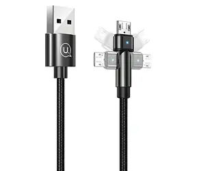USAMS SJ478 U60 černá / Datový kabel / MicroUSB / Braided / 2A / 1m / otočná koncovka
