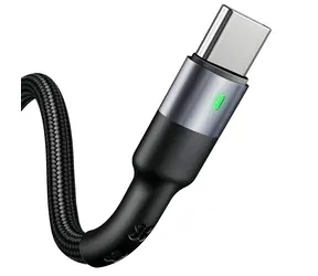USAMS SJ313 U26 černá / Nabíjecí a datový kabel / USB-C / Opletený / 3A / 1 m